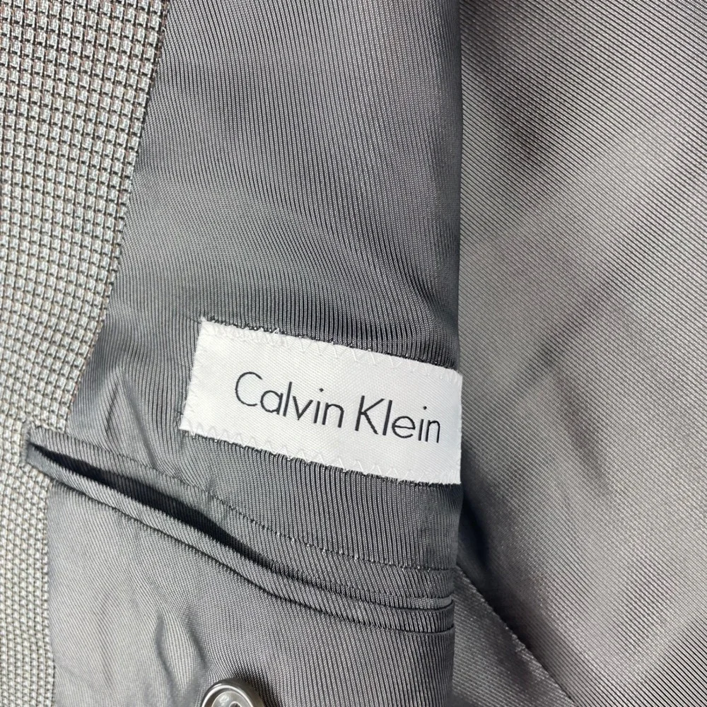 Calvin Klein Mens 40R Silk Wool Blazer Grey Micro Check Sport Coat Macy's